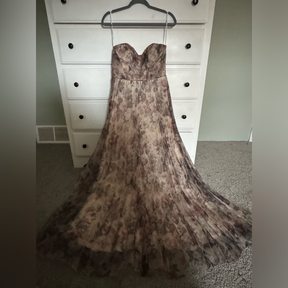 Lulu’s | Most Beautiful Day Ivory Multi Floral Print Organza Maxi Dress